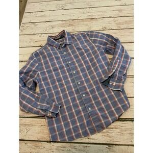 Hawker Rye Mens Stretch Button‎ Shirt Medium Regular Blue Red Plaid Long Sleeve